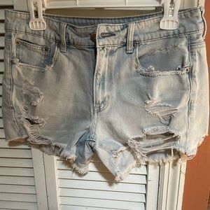 American Eagle Outfitters Ripped Light Blue Jean Shorts